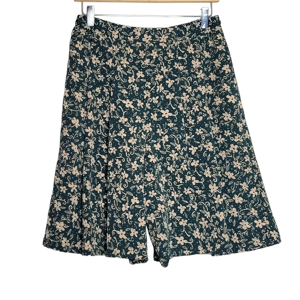 Vintage Culottes Women Small Green‎ Floral Pocket Flowy